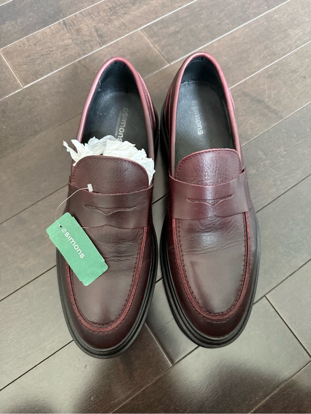 Simons Men's Wine Leather Penny Loafers
